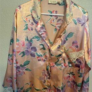 Victoria's Secret Satin Floral Robe with Lace